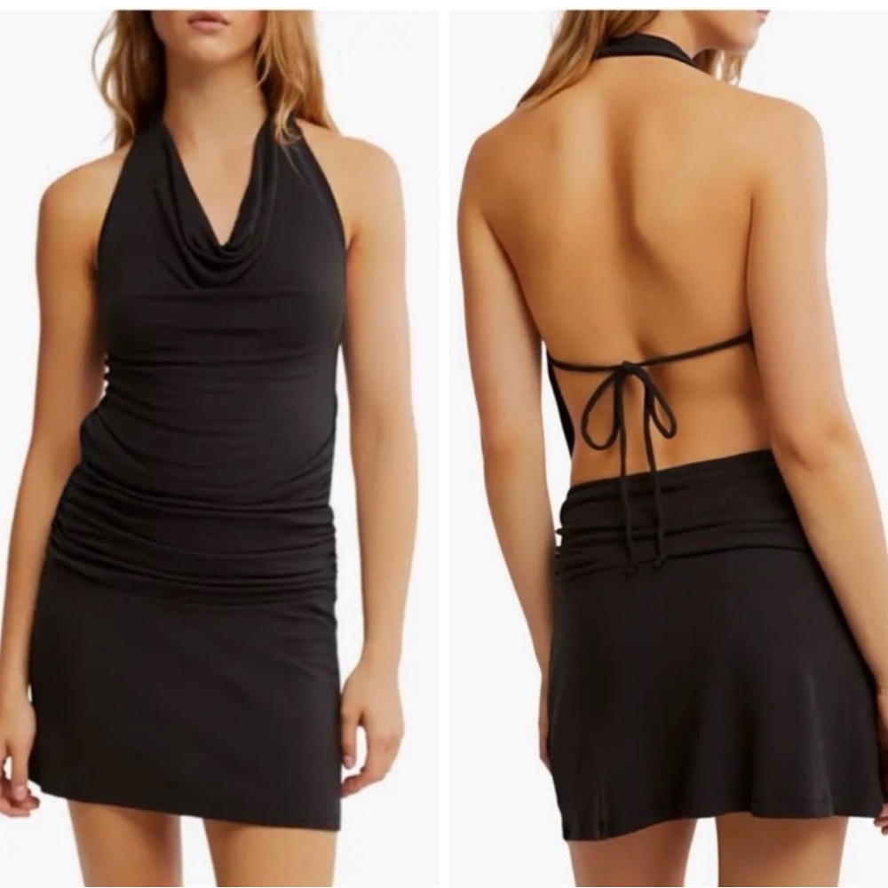 NWOT Good Feels Cowl-Neck Mini Dress Black - Picture 8 of 8